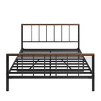 Lit plateforme Queen size en métal noir avec tête de lit
