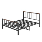 Lit plateforme Queen size en métal noir avec tête de lit
