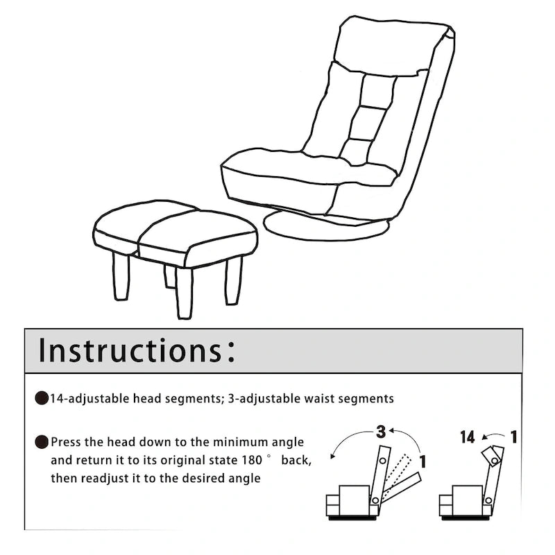 Upholstered Armless Recliner Set with Ottoman and Adjustable Headrest