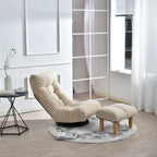 Upholstered Armless Recliner Set with Ottoman and Adjustable Headrest
