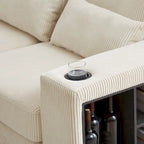 102.75 Corduroy L-Shaped Modular Sectional Sofa with Storage and Cup Holder