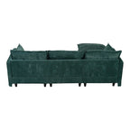 93.31 Faux Linen Modular Sectional Sofa with Movable Ottoman, Solid Wood Frame, and High-Resilience Foam Cushions