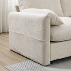 Canapé sectionnel en forme de L en chenille de 96,5 po avec pouf de rangement, support de téléphone réglable, chargeur USB et poches de rangement dans les accoudoirs