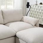 Canapé sectionnel en forme de L en chenille de 96,5 po avec pouf de rangement, support de téléphone réglable, chargeur USB et poches de rangement dans les accoudoirs