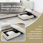 Canapé sectionnel en forme de L en chenille de 96,5 po avec pouf de rangement, support de téléphone réglable, chargeur USB et poches de rangement dans les accoudoirs