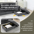 Canapé sectionnel en forme de L en chenille de 96,5 po avec pouf de rangement, support de téléphone réglable, chargeur USB et poches de rangement dans les accoudoirs