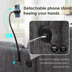Canapé sectionnel en forme de L en chenille de 96,5 po avec pouf de rangement, support de téléphone réglable, chargeur USB et poches de rangement dans les accoudoirs