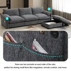 Canapé sectionnel en forme de L en chenille de 96,5 po avec pouf de rangement, support de téléphone réglable, chargeur USB et poches de rangement dans les accoudoirs