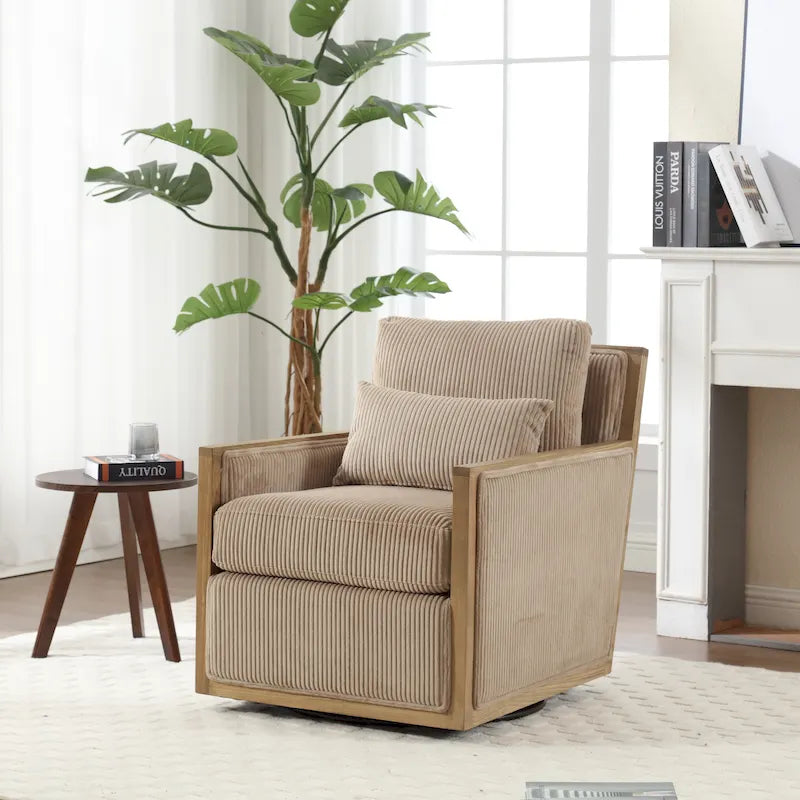 Camel 26.77 Swivel Barrel Chair with Hardwood Frame