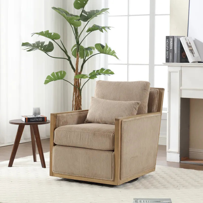Camel 26.77 Swivel Barrel Chair with Hardwood Frame