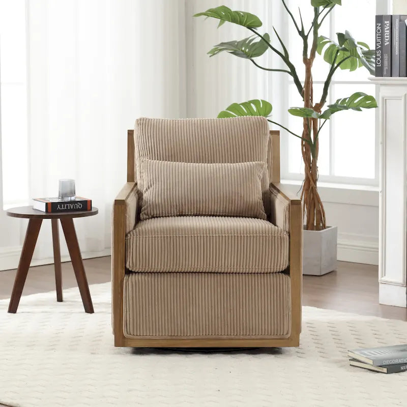 Camel 26.77 Swivel Barrel Chair with Hardwood Frame