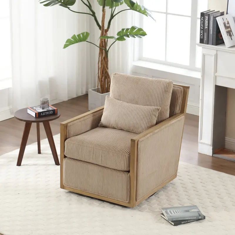 Camel 26.77 Swivel Barrel Chair with Hardwood Frame