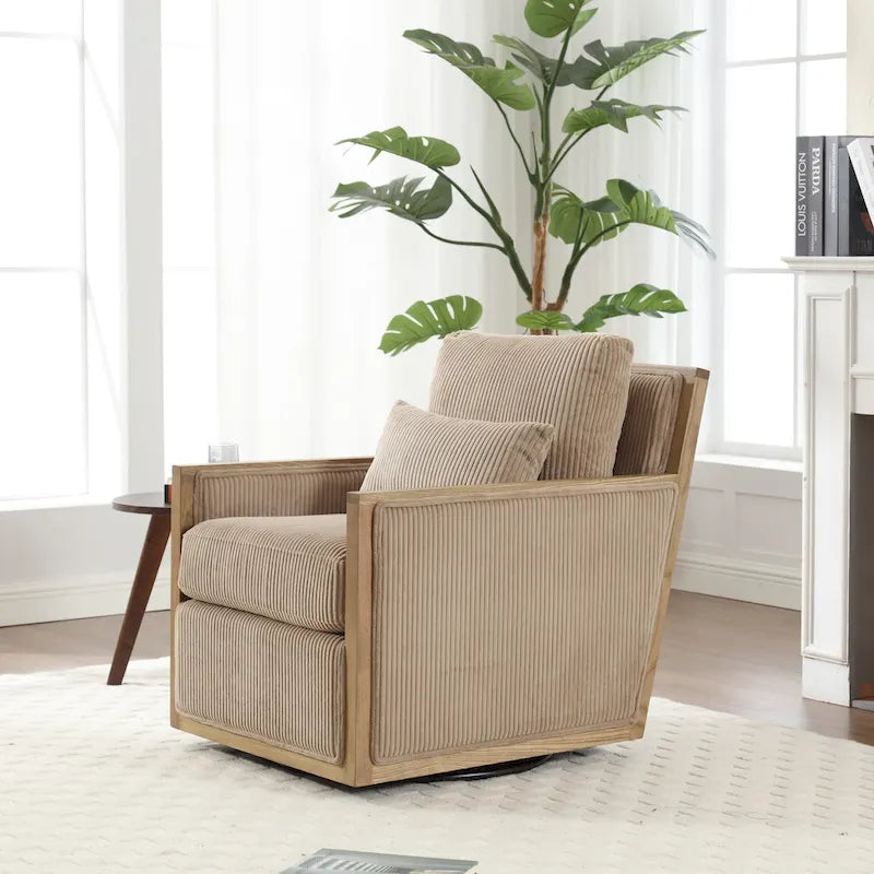 Camel 26.77 Swivel Barrel Chair with Hardwood Frame