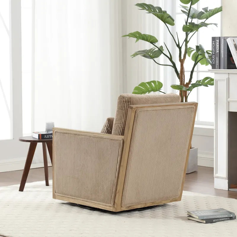 Camel 26.77 Swivel Barrel Chair with Hardwood Frame