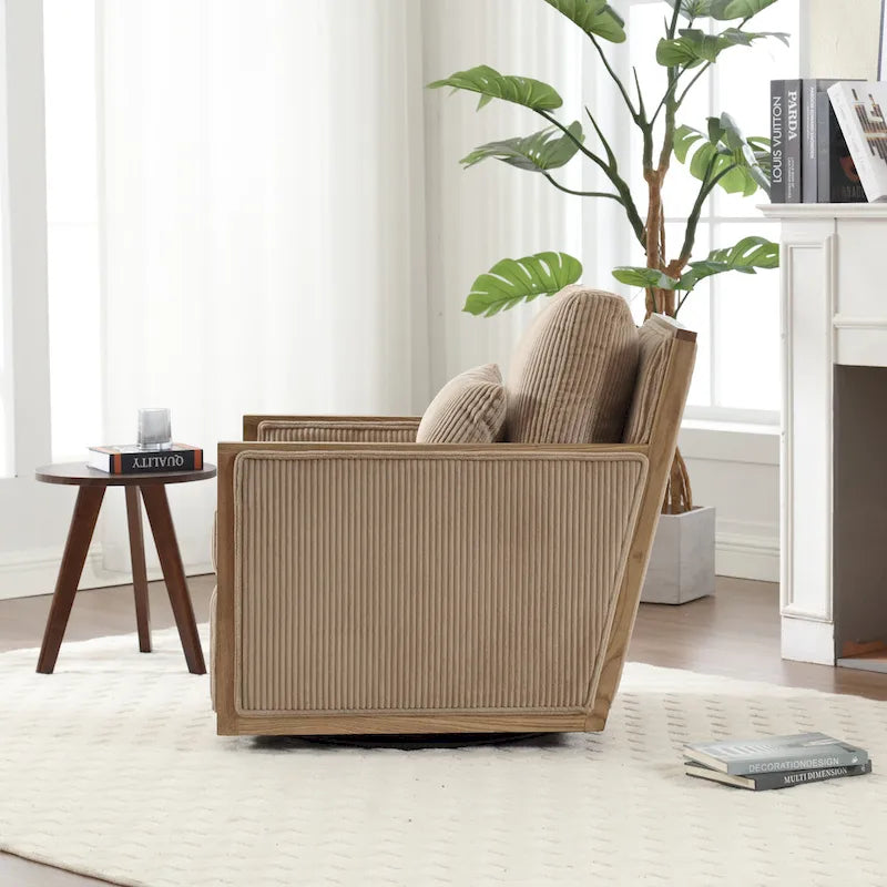 Camel 26.77 Swivel Barrel Chair with Hardwood Frame