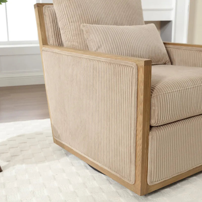 Camel 26.77 Swivel Barrel Chair with Hardwood Frame