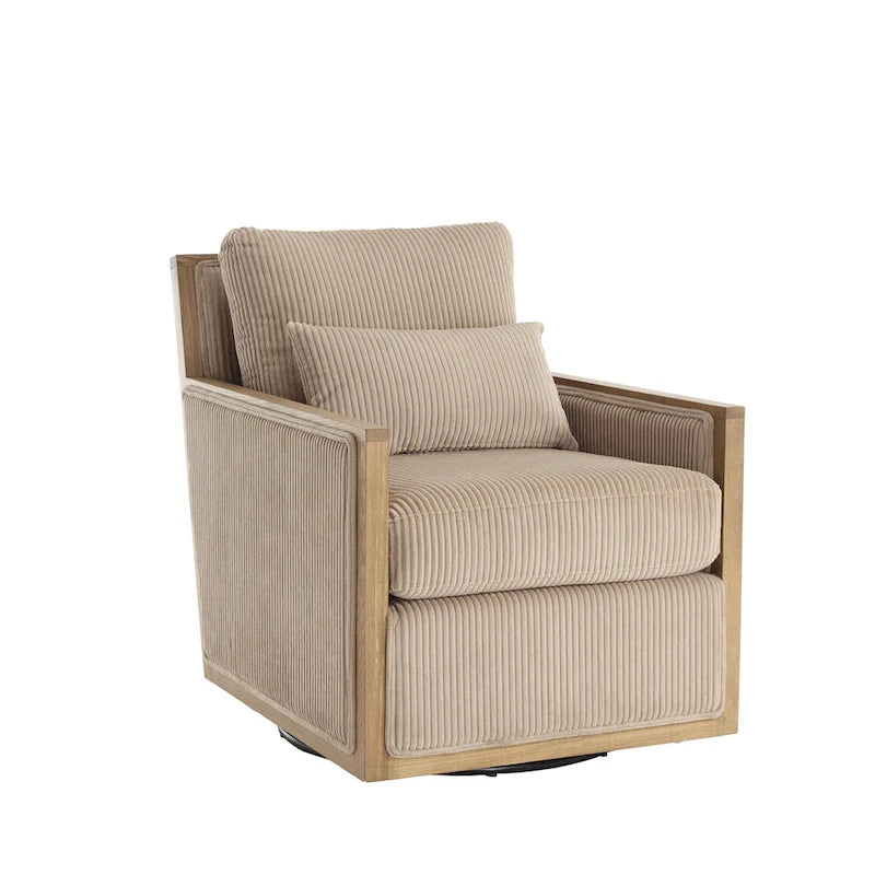 Camel 26.77 Swivel Barrel Chair with Hardwood Frame