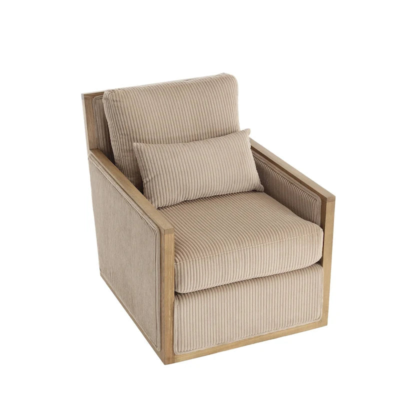 Camel 26.77 Swivel Barrel Chair with Hardwood Frame