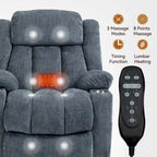 Blue Chenille Upholstered Power Lift Recliner with 8-Point Vibration Massage, Lumbar Heating, USB & Type-C Ports, Cup Holders