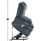 Blue Chenille Upholstered Power Lift Recliner with 8-Point Vibration Massage, Lumbar Heating, USB & Type-C Ports, Cup Holders