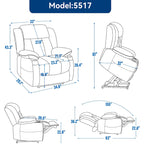 Blue Chenille Upholstered Power Lift Recliner with 8-Point Vibration Massage, Lumbar Heating, USB & Type-C Ports, Cup Holders