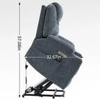 Blue Power Lift Recliner with 8-Point Massage, Heated Lumbar, Dual USB Ports, and Stainless Steel Cup Holders