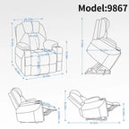 Blue Power Lift Recliner with 8-Point Massage, Heated Lumbar, Dual USB Ports, and Stainless Steel Cup Holders