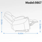 Blue Power Lift Recliner with 8-Point Massage, Heated Lumbar, Dual USB Ports, and Stainless Steel Cup Holders