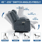Blue Power Lift Recliner with 8-Point Massage, Heated Lumbar, Dual USB Ports, and Stainless Steel Cup Holders
