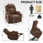 Blue Power Lift Recliner with 8-Point Massage, Heated Lumbar, Dual USB Ports, and Stainless Steel Cup Holders