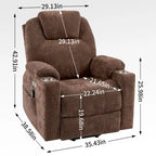 Blue Power Lift Recliner with 8-Point Massage, Heated Lumbar, Dual USB Ports, and Stainless Steel Cup Holders