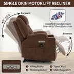 Blue Power Lift Recliner with 8-Point Massage, Heated Lumbar, Dual USB Ports, and Stainless Steel Cup Holders