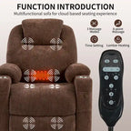 Blue Power Lift Recliner with 8-Point Massage, Heated Lumbar, Dual USB Ports, and Stainless Steel Cup Holders