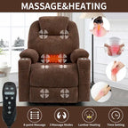 Blue Power Lift Recliner with 8-Point Massage, Heated Lumbar, Dual USB Ports, and Stainless Steel Cup Holders