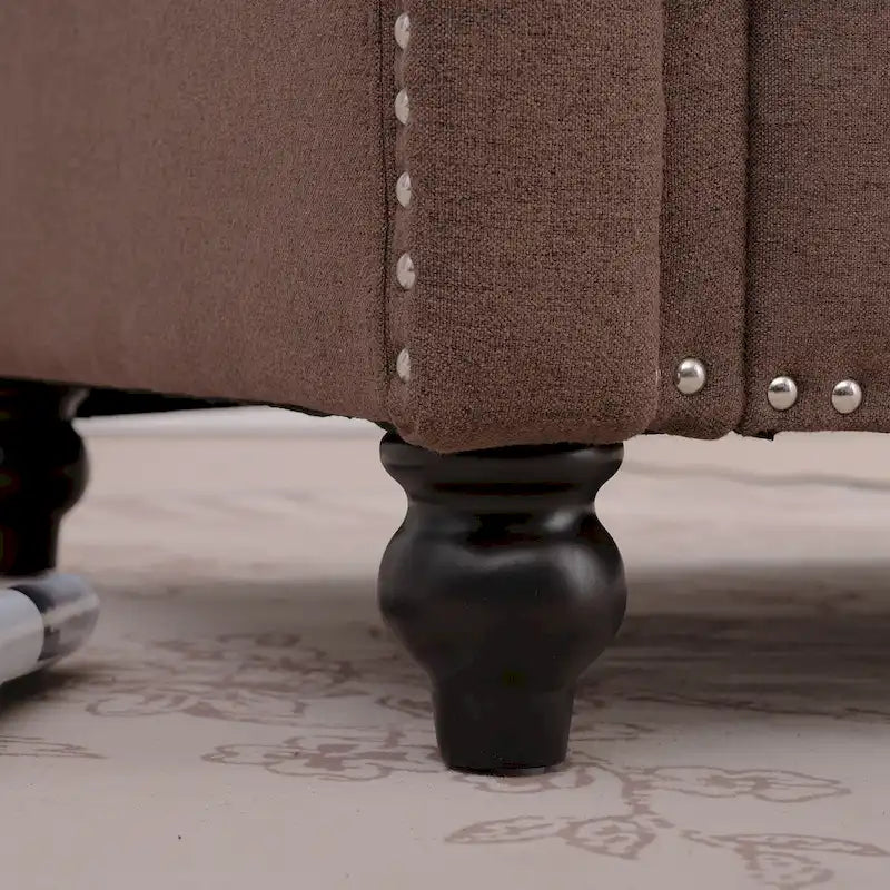 Brown 37.4 Accent Chair with Nailheads