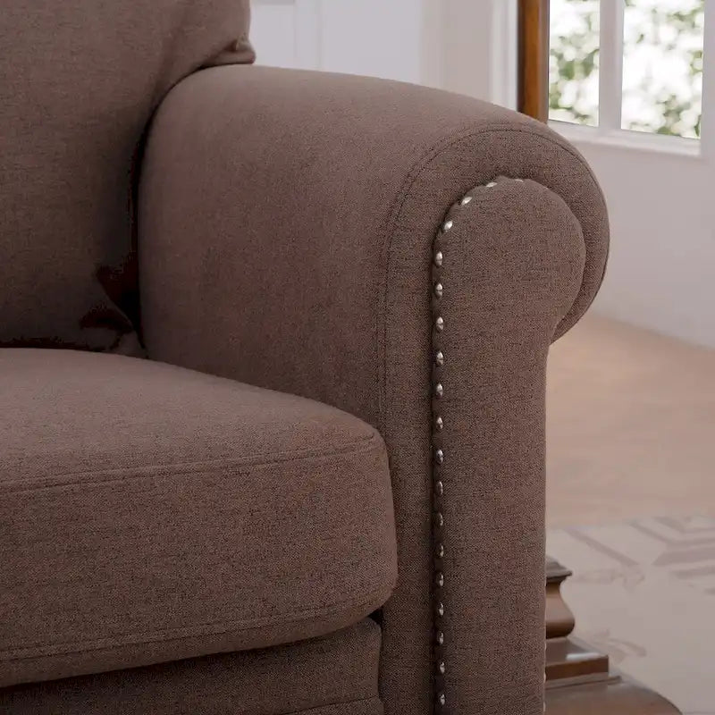 Brown 37.4 Accent Chair with Nailheads