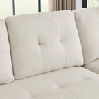 Beige 78.5 Reversible 3 Seater Sleeper Sectional Sofa with Storage Chaise, Pull-Out Bed and Side Pocket