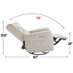 Power Swivel Rocker Recliner with Lumbar and Neck Support, USB & Type-C Charging Ports