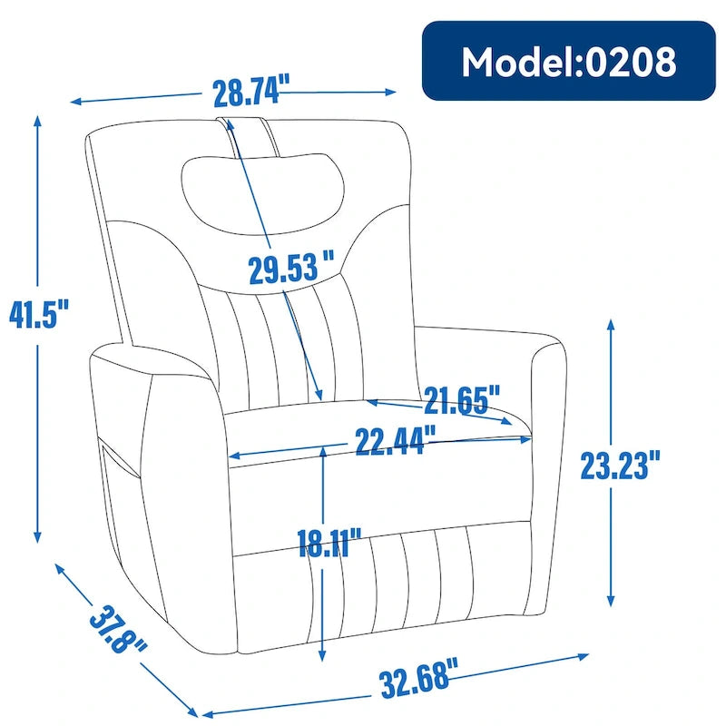 Power Swivel Rocker Recliner with Lumbar and Neck Support, USB & Type-C Charging Ports