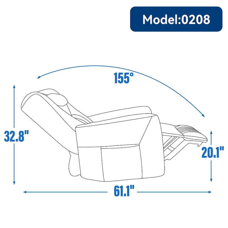 Power Swivel Rocker Recliner with Lumbar and Neck Support, USB & Type-C Charging Ports