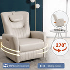 Power Swivel Rocker Recliner with Lumbar and Neck Support, USB & Type-C Charging Ports