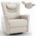 Power Swivel Rocker Recliner with Lumbar and Neck Support, USB & Type-C Charging Ports