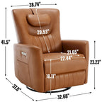 Power Swivel Rocker Recliner with Lumbar and Neck Support, USB & Type-C Charging Ports