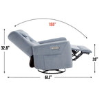 Power Swivel Rocker Recliner with Lumbar and Neck Support, USB & Type-C Charging Ports