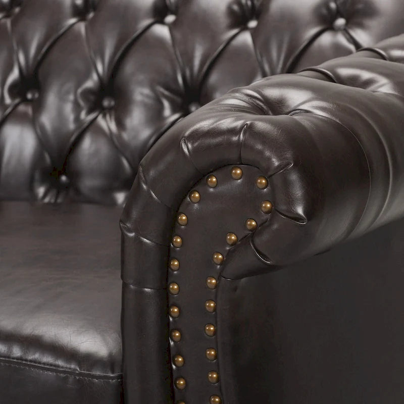 Chesterfield Button Tufted 3-seater Sofa with Nailheads