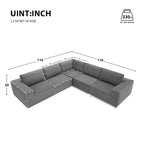 Canapé d'angle modulable 5 places gris 116 avec revêtement en tissu éponge moelleux pour le confort du salon et de la chambre