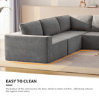 Canapé d'angle modulable 5 places gris 116 avec revêtement en tissu éponge moelleux pour le confort du salon et de la chambre
