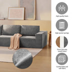 Canapé d'angle modulable 5 places gris 116 avec revêtement en tissu éponge moelleux pour le confort du salon et de la chambre