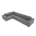 Canapé d'angle modulable 5 places gris 116 avec revêtement en tissu éponge moelleux pour le confort du salon et de la chambre