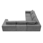 Canapé d'angle modulable 5 places gris 116 avec revêtement en tissu éponge moelleux pour le confort du salon et de la chambre